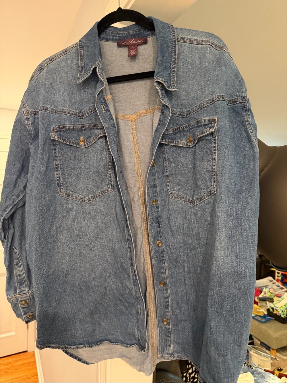 Gloria Vanderbilt Medium Blue Denim Shirt Jacket